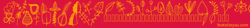 Tanaesteldoodleleaves01Regular Font – Orange Fonts on Red Background