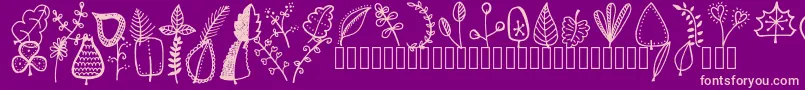 Tanaesteldoodleleaves01Regular Font – Pink Fonts on Purple Background