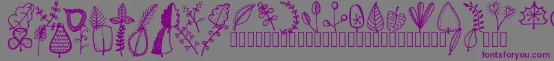 Tanaesteldoodleleaves01Regular Font – Purple Fonts on Gray Background