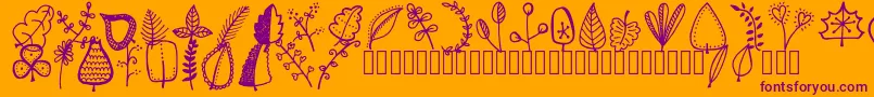 Tanaesteldoodleleaves01Regular Font – Purple Fonts on Orange Background