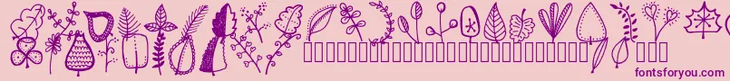 Tanaesteldoodleleaves01Regular-Schriftart – Violette Schriften auf rosa Hintergrund