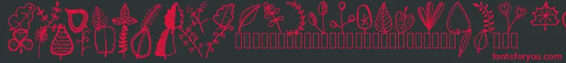 Tanaesteldoodleleaves01Regular Font – Red Fonts on Black Background