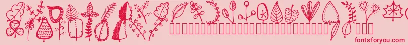 Tanaesteldoodleleaves01Regular Font – Red Fonts on Pink Background