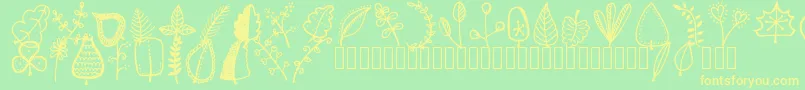 Tanaesteldoodleleaves01Regular Font – Yellow Fonts on Green Background