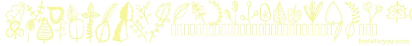 Tanaesteldoodleleaves01Regular Font – Yellow Fonts on White Background