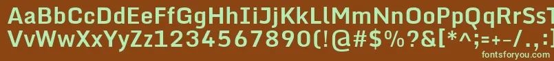 フォントMondaBold – 緑色の文字が茶色の背景にあります。