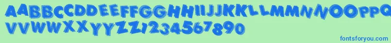 Panic Font – Blue Fonts on Green Background