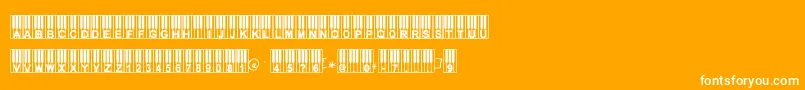 Williespiano-Schriftart – Weiße Schriften auf orangefarbenem Hintergrund