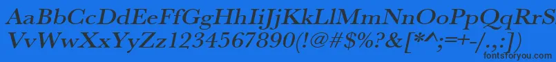 UrwbaskertmedextwidOblique Font – Black Fonts on Blue Background