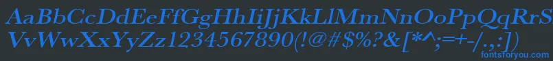 UrwbaskertmedextwidOblique Font – Blue Fonts on Black Background