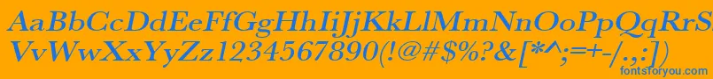 フォントUrwbaskertmedextwidOblique – オレンジの背景に青い文字
