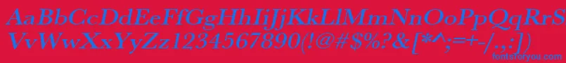 UrwbaskertmedextwidOblique Font – Blue Fonts on Red Background