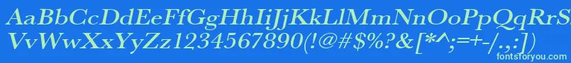 UrwbaskertmedextwidOblique Font – Green Fonts on Blue Background