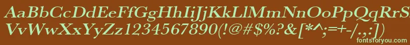 UrwbaskertmedextwidOblique Font – Green Fonts on Brown Background