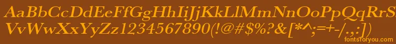 UrwbaskertmedextwidOblique Font – Orange Fonts on Brown Background