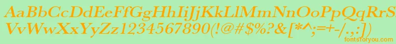 UrwbaskertmedextwidOblique Font – Orange Fonts on Green Background