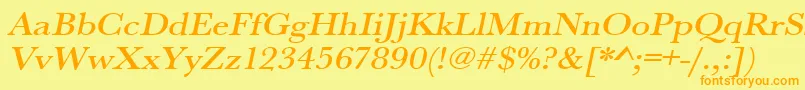 UrwbaskertmedextwidOblique Font – Orange Fonts on Yellow Background