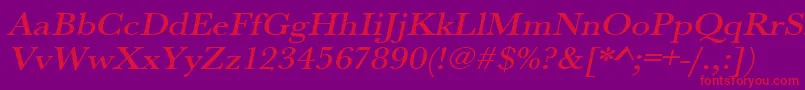 UrwbaskertmedextwidOblique Font – Red Fonts on Purple Background