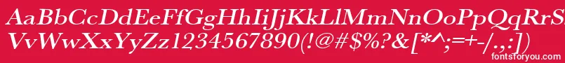 フォントUrwbaskertmedextwidOblique – 赤い背景に白い文字