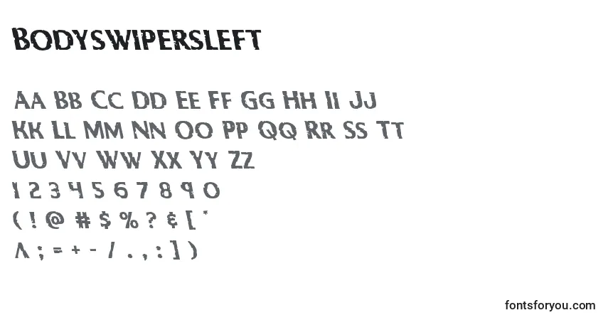 Schriftart Bodyswipersleft – Alphabet, Zahlen, spezielle Symbole