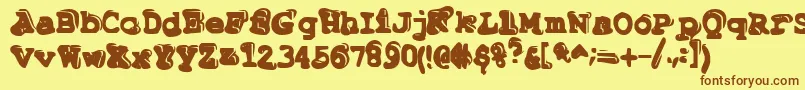 フォントTiptonianregular – 茶色の文字が黄色の背景にあります。