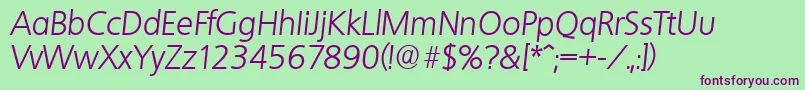 フォントQuebecserialLightItalic – 緑の背景に紫のフォント