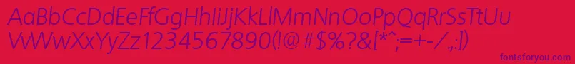 QuebecserialLightItalic Font – Purple Fonts on Red Background