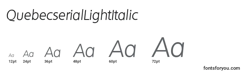 Размеры шрифта QuebecserialLightItalic