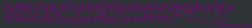 フォントSerapionosfItalic – 黒い背景に紫のフォント