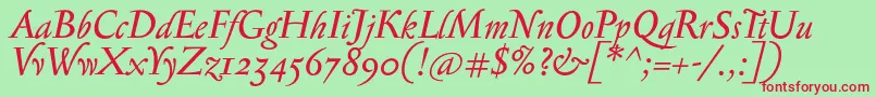 SerapionosfItalic Font – Red Fonts on Green Background