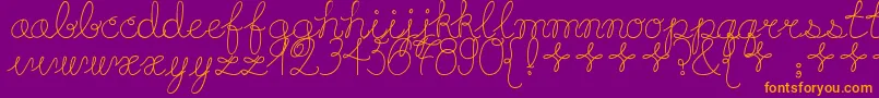 Playdate-Schriftart – Orangefarbene Schriften auf violettem Hintergrund