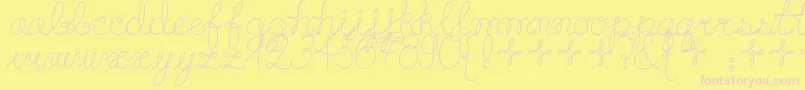Playdate-Schriftart – Rosa Schriften auf gelbem Hintergrund