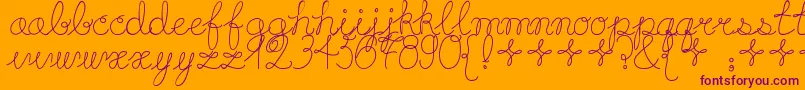 Playdate-Schriftart – Violette Schriften auf orangefarbenem Hintergrund