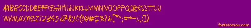 FugaDeCerebros-Schriftart – Orangefarbene Schriften auf violettem Hintergrund