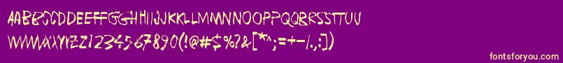 FugaDeCerebros-fontti – keltaiset fontit violetilla taustalla