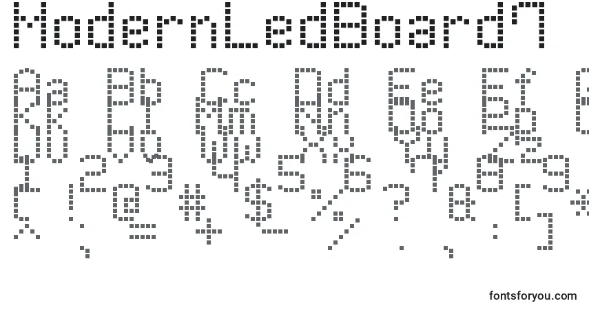 Czcionka ModernLedBoard7 – alfabet, cyfry, specjalne znaki