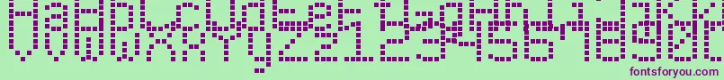 Шрифт ModernLedBoard7 – фиолетовые шрифты на зелёном фоне