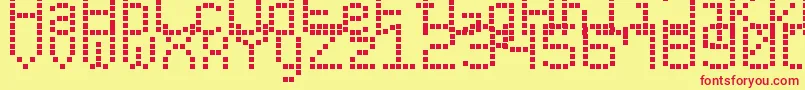 ModernLedBoard7 Font – Red Fonts on Yellow Background