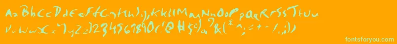 ElmoreRegular-Schriftart – Grüne Schriften auf orangefarbenem Hintergrund