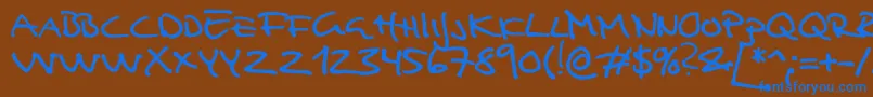 Analfabet Font – Blue Fonts on Brown Background