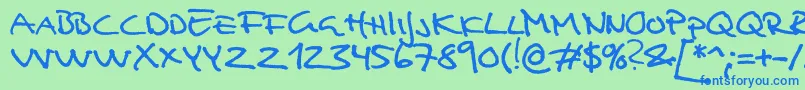 Fonte Analfabet – fontes azuis em um fundo verde