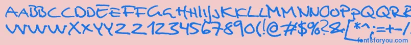 Fonte Analfabet – fontes azuis em um fundo rosa