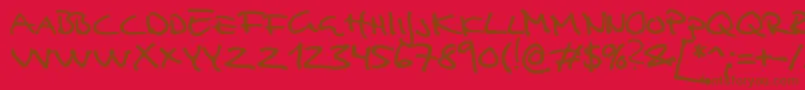 Analfabet-Schriftart – Braune Schriften auf rotem Hintergrund