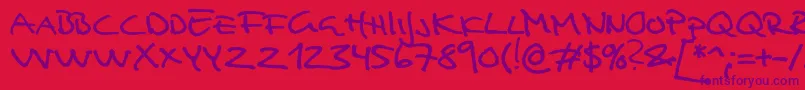 Analfabet Font – Purple Fonts on Red Background
