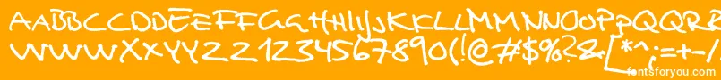 Czcionka Analfabet – białe czcionki na pomarańczowym tle