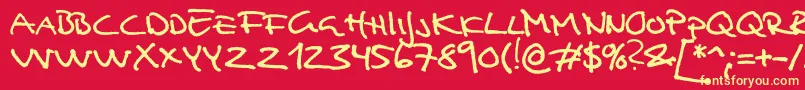 Analfabet Font – Yellow Fonts on Red Background