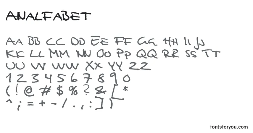 characters of analfabet font, letter of analfabet font, alphabet of  analfabet font