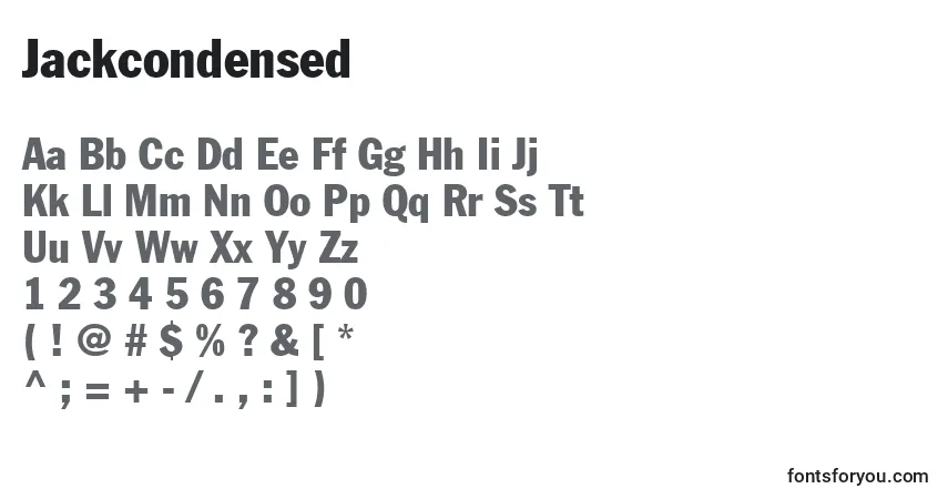 Шрифт Jackcondensed – алфавит, цифры, специальные символы