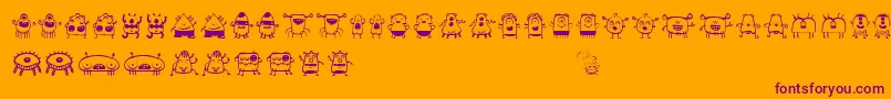 Aliendude-fontti – violetit fontit oranssilla taustalla
