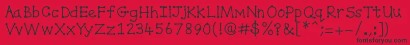 Spottydottie-Schriftart – Schwarze Schriften auf rotem Hintergrund